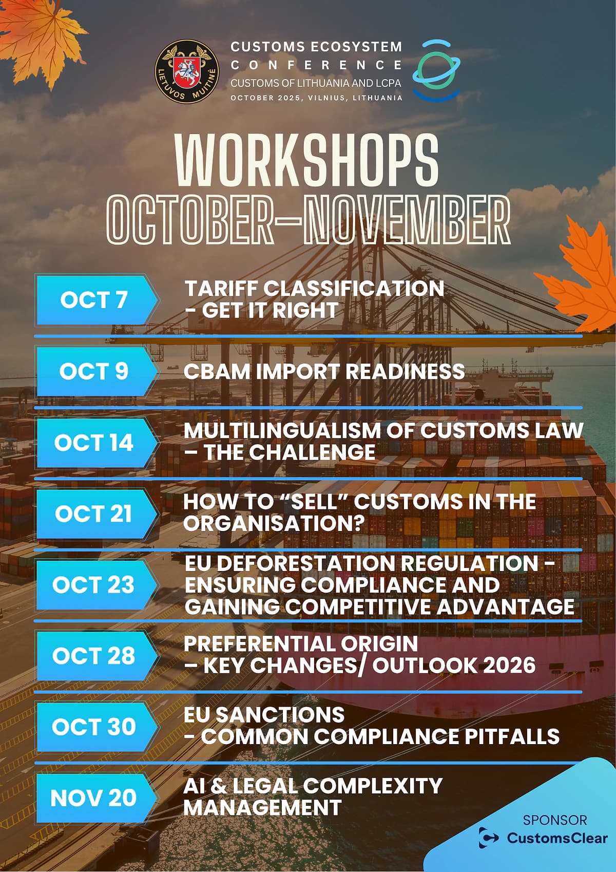Strengthen your customs expertise - join the upcoming workshops