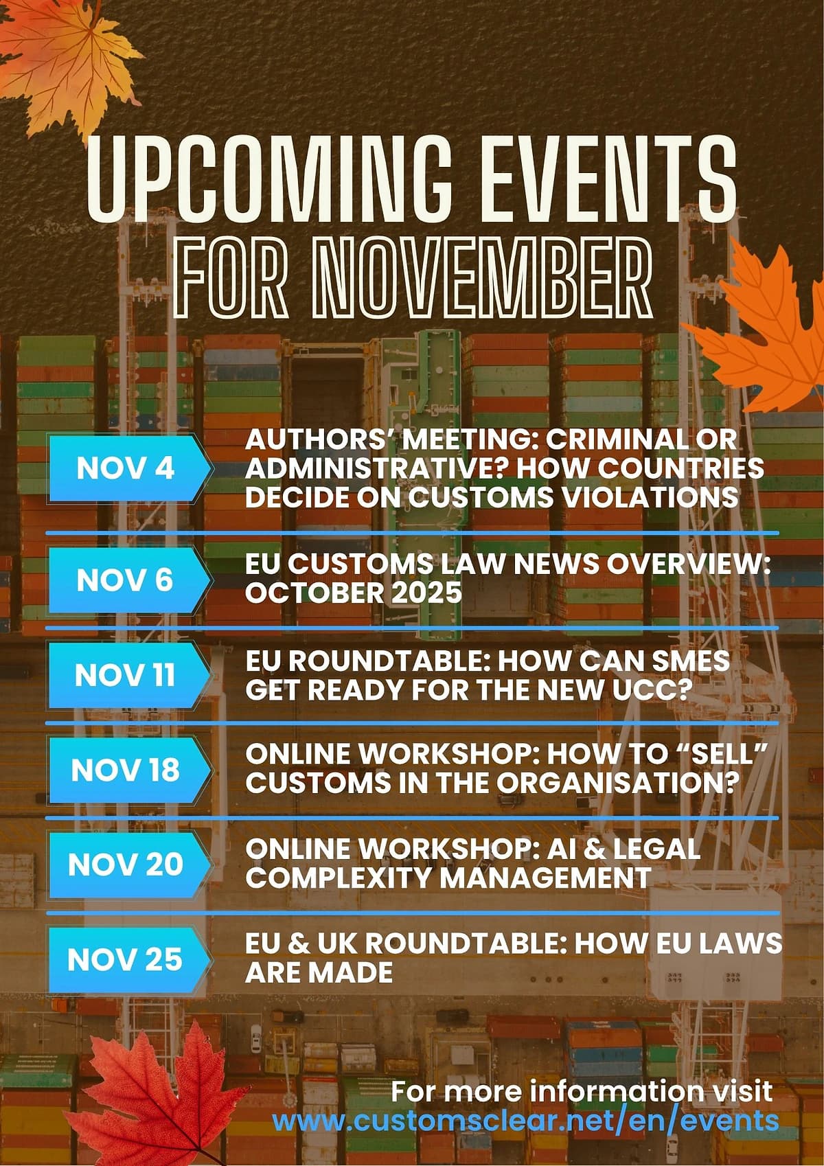 Get ready for November – 6 exciting events await you!