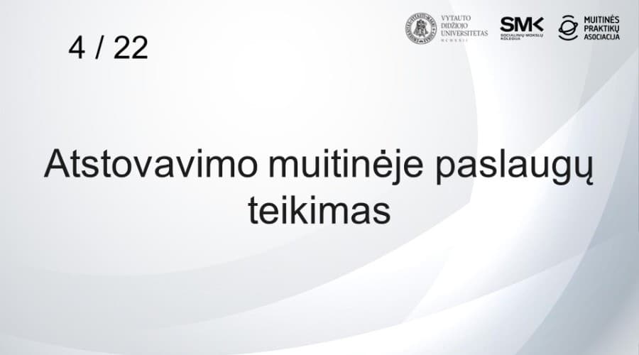 4 / 22 Atstovavimo muitinėje paslaugų teikimas