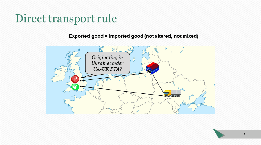 Preferential origin: direct transport rule